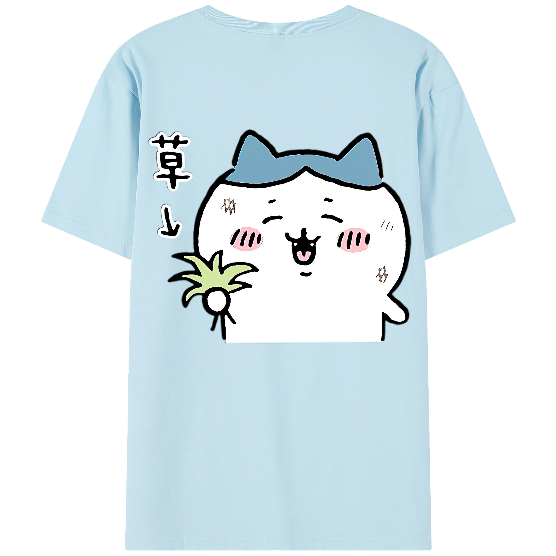 （画像用） ちいかわ ハチワレ Chii-kawa hachiware 綿100％半袖Tシャツ（背面プリント）